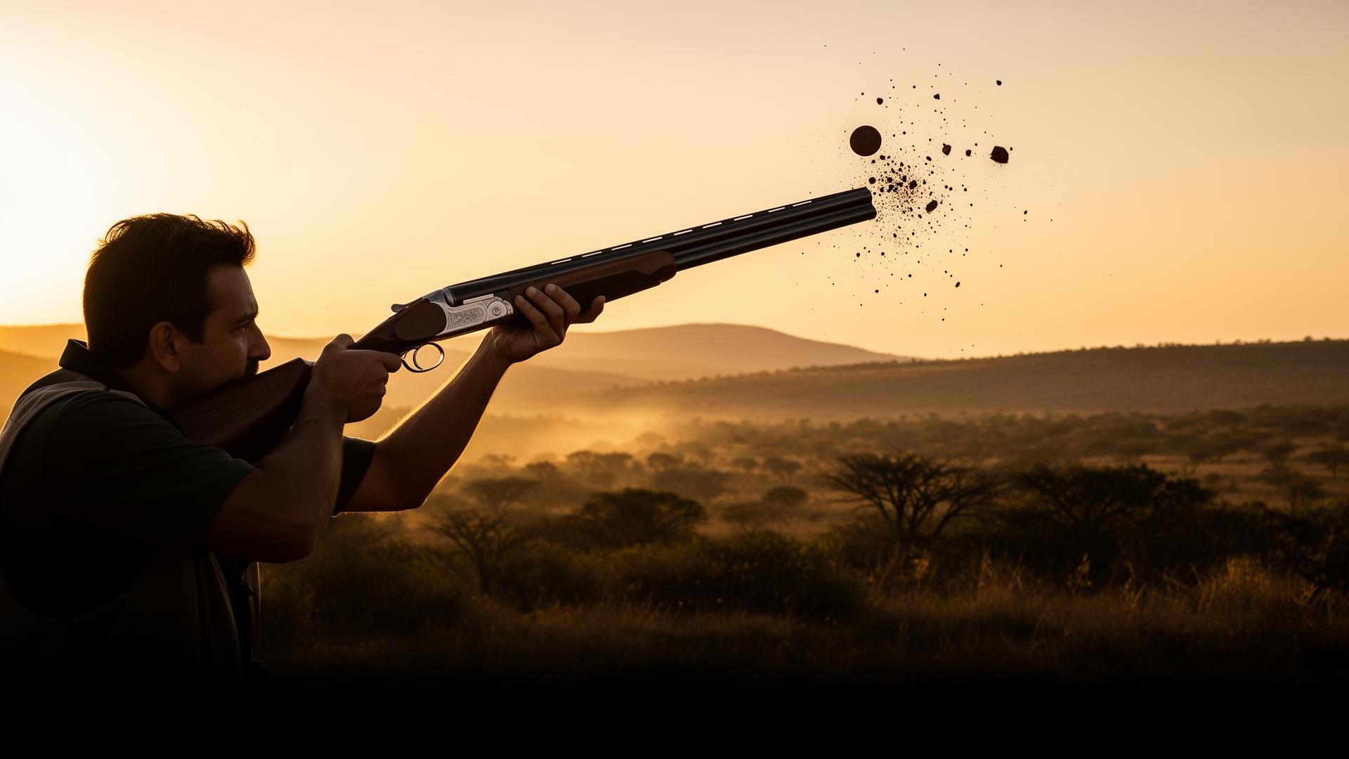 Coach launching a clay while shooter takes aim