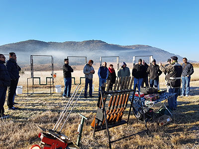 Group on the firing line in the morning mist