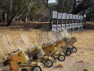 Clay traps lined up at the Master at Arms range