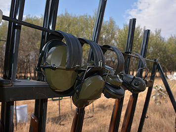 Hearing protection ready on the rack at the range